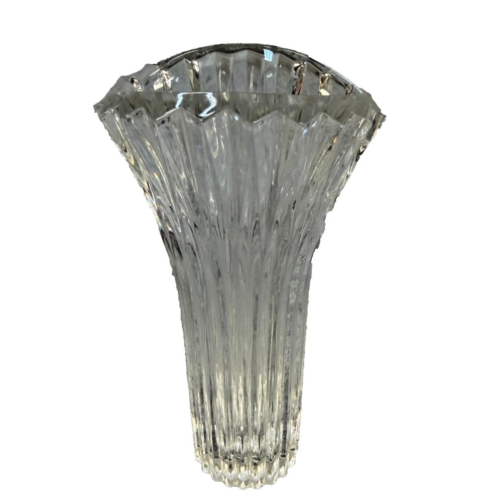 Mikasa 80's Diamond Fire Flared Crystal Vase Pleat-cut Sawtooth Rim